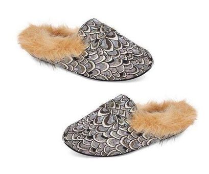 Beige | White XL Real Fur Slippers 11