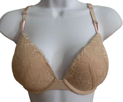 Victoria's Secret 32DD Bra Push Up Bombshell Nude Beige Floral Lace Tan  Size 32 E / DD - $20 - From Relove
