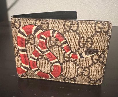 Gucci Bifold Wallet GG Supreme Kingsnake (4 Card Slots) Beige in Canvas - US