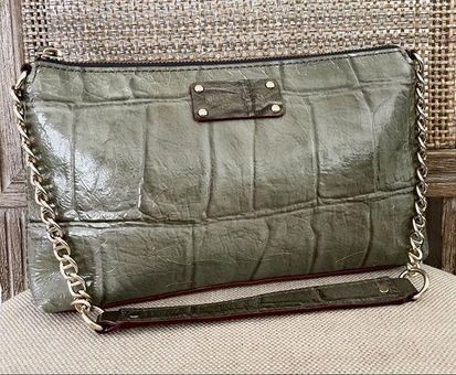 Kate Spade Green Crocodile Embossed Leather Satchel Excellent Condition