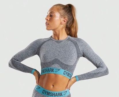 Gymshark Flex Crop Top Long Sleeve Gray - $13 (62% Off Retail