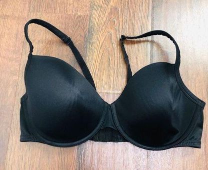 Cacique Black Full Coverage Bra 40ddd Back Comfortable Solid Satin