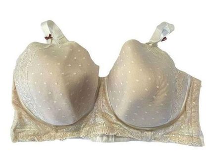 Cacique 46F Light lined balconette underwire bra ivory Swiss dot
