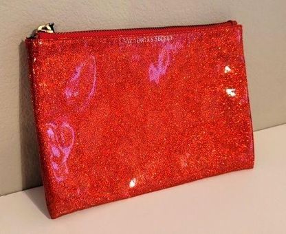 Victoria's Secret Firecracker Red Glitter Zip Cosmetic Pouch Bag - $9 -  From A