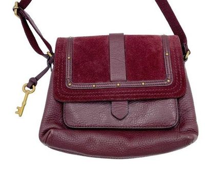 FOSSIL Burgundy Leather Flap Crossbody Shoulder Purse Bag Cute | eBay