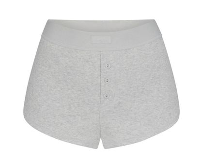 SKIMS COTTON RIB SHORT LIGHT HEATHER GREY XS Gray