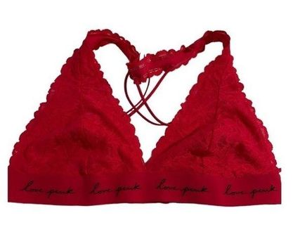 Victoria's Secret Pink Victoria Secret Red Lace Bralette Size Large