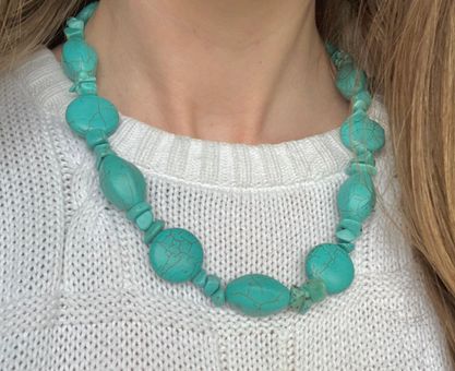 Vintage Chunky Turquoise Bead Necklace Sterling c 1980 – Bavier Brook  Antique Jewelry