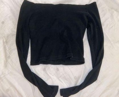 Brandy Melville Solid Black Long Sleeve Blouse One Size - 55% off