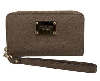 Michael Kors Zip Around Leather Wristlet Wallet