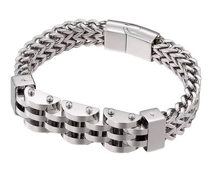 12mm Stainless Steel Men Curb Chain Bracelet (Silver) Silver - $30