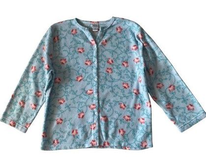 Nick & Sarah Intimates pajama sleep top light blue with pink flowers