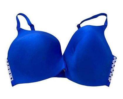 Victoria's Secret Royal Blue Polka Dot Mesh Wireless Bra Women's Size 36DD  - $26 - From Taylor