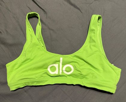 Alo Yoga Alo Ambient Logo Bra Green Size L - $25 (56% Off Retail