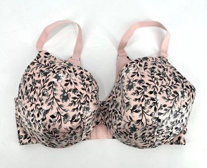 Cacique Lightly Lined Bra in Pale Blush Pink with Gray Floral Print