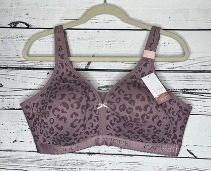 Cacique NWT Size 42C Purple Animal Print Cotton Lightly Lined No