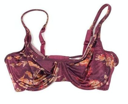 Victoria's Secret Vintage 1999 Women's Sz 34D Maroon Floral Satin Unlined  Bra Red - $45 - From Gwen