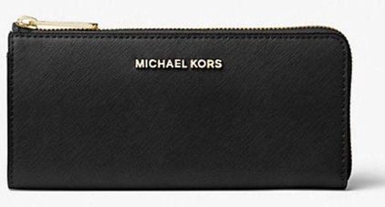 Michael Kors Jet Set Travel Large Saffiano Leather Quarter-Zip Wallet Black  - $65 New With Tags - From Autumn