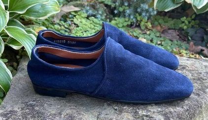 Aquatalia Revy Flat Navy Suede Leather Loafers Blue Size undefined