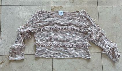 MERINO Handknit Cropped Sweater - Blush Pink