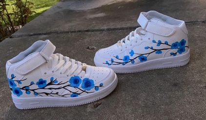 Blue Flowers Custom Air Force 1 Sneakers