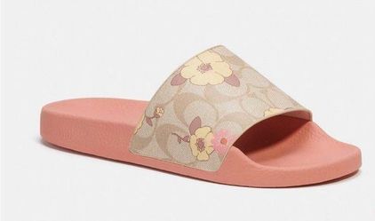 Coach NWT Uli Sport Slide In Signature Canvas With Floral Print