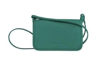 Longchamp Le Foulonne Leather Wallet-On-Strap Crossbody Clutch Cypress  Green New