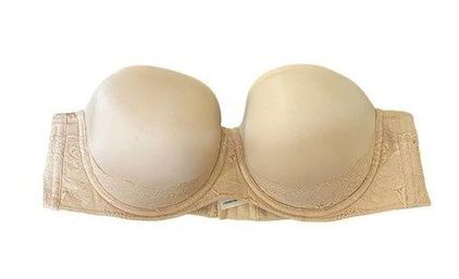 Torrid Curve Strapless Push-Up Lace Sling Straight Back Bra Nude Size 42D