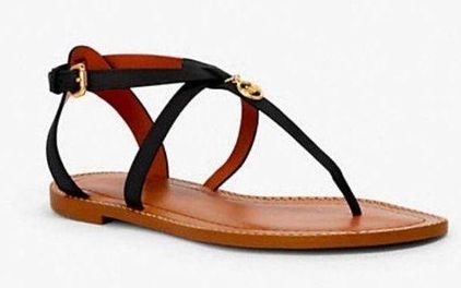 Coach NIB Shoulder Lydia Sandals Black Leather Size 6.5B 118