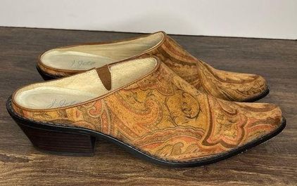 J.Jill Faux Suede Paisley Printed Tan Mules - size 6.5 - $23 - From Erica