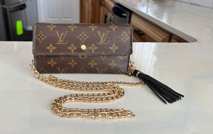 Authentic Louis Vuitton Sarah Wallet With Chain Shoulder Strap in