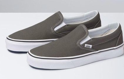 vans slip on charcoal gray