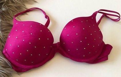 Victoria's Secret Very Sexy Hot Pink Rhinestone Push Up Padded Bra