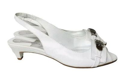 Etienne Aigner NEW Toni White Patent Slingback Peep Toe Kitten