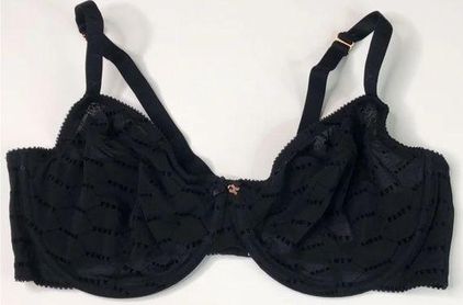 Savage X Fenty Black Flocked Logo Unlined Bra Size 42DDD - $28 - From Sunny