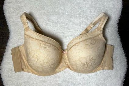 Cacique 46C Beige Modern Lace Lightly Lined Balconette Bra Tan