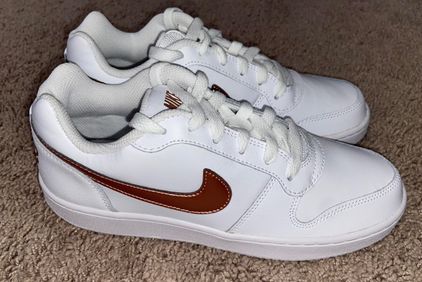 Nike White and Rose Gold Ebernon 