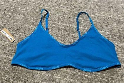 SKIMS Blue Mykonos Cotton Logo Scoop Neck Bralette 4X NWT - $30 New With  Tags - From Jessica