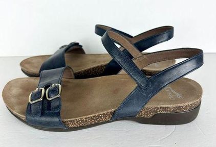 Dansko Rebekah Leather Sandal Size 39 8.5 9 Navy Blue 60 From