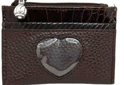 Small Leather Pouch, Leather Heart Purse, Heart Coin Holder