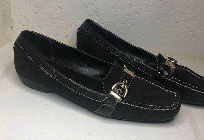 Etienne Aigner Brown Leather Suede Loafers Sz 8.5 45 From Blue