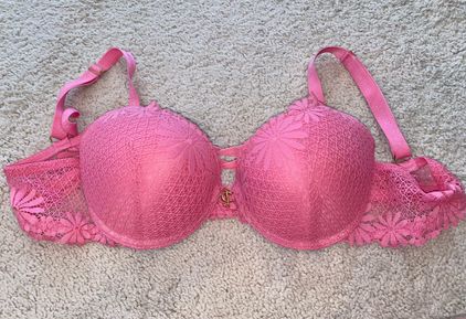 JUICY COUTURE PINK Push Up Plunge Underwired Bra Size 34C £14.90