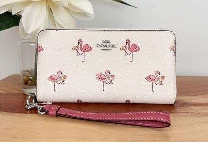 Coach Flamingo CocktailLong Zip Around Wallet in Chalk Pink Multi Color  Cj569 | eBay