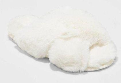 Stars Above Women s Paris Crossband Fur Slide Slippers Off White