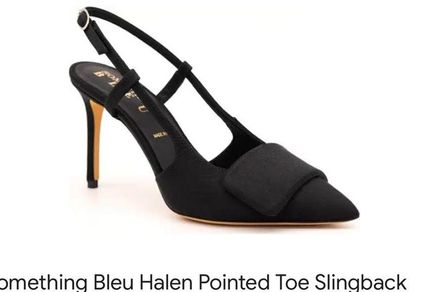 Something Bleu Halen Pointed Toe Slingback Pump in Black Satin