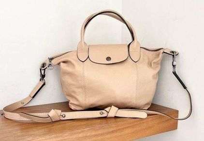 Longchamp Le Pliage Medium Cuir Tan Leather Shoulder Bag