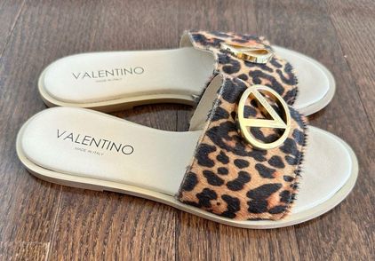 Mario Valentino VALENTINO Bugola Animalier Slides NEW Size 7