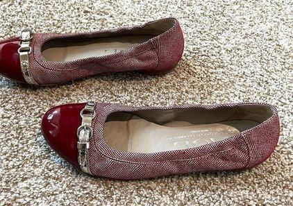 Agl Red Cap Toe Leather Ballet flats with Buckle 9 9.5 40 115