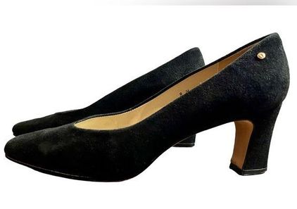 Etienne Aigner Taylor Black Pumps Size 8M Suede Leather Block