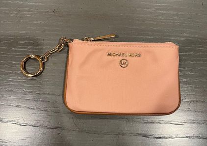 Michael Kors Jet Set Vanilla PVC Pink Leather Large Double Zip Wristle   handmethebagcom